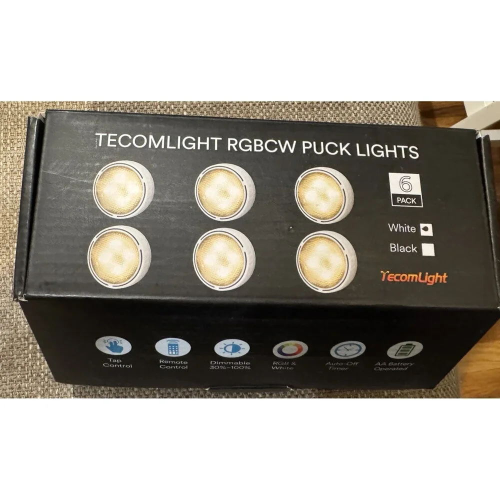 TECOMLIGHT LED Puck Lights  Remote Control, Battery Operated Wireless New